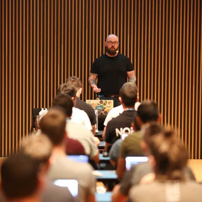 Jason Lengstorf at Web Summer Camp in Croatia, 2017.