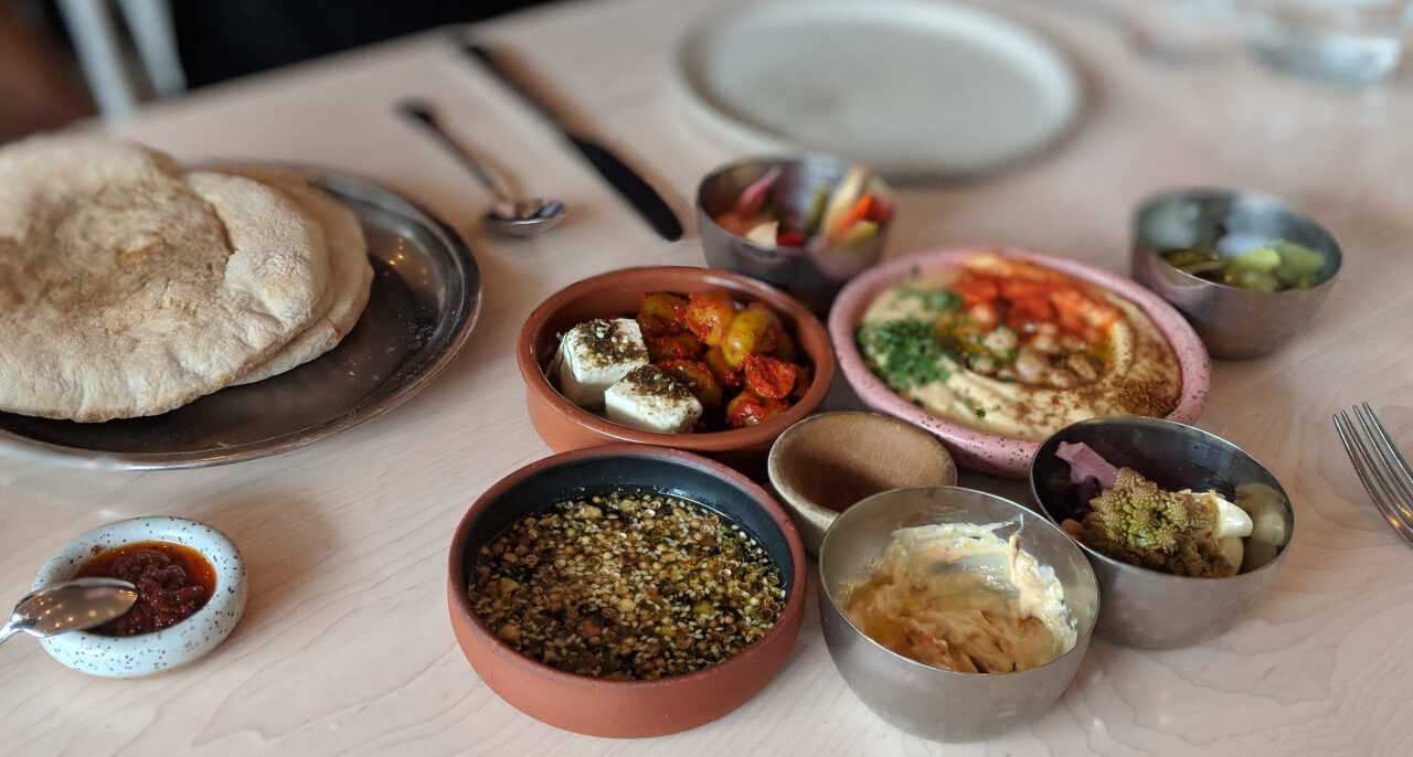 Food on the table at Tusk in Portland, OR.