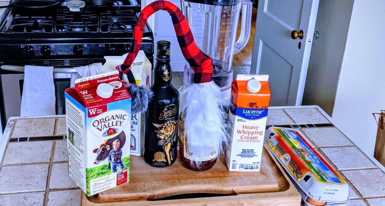 Ingredients for egg nog.