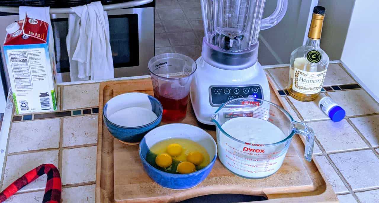 Mise en place for egg nog.