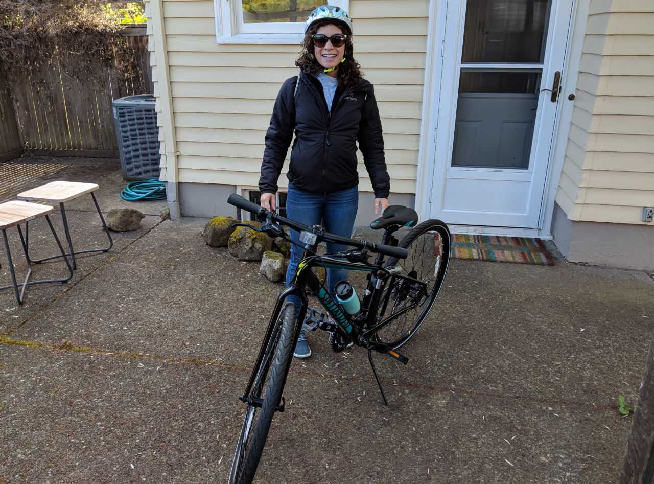 Marisa with her bike.